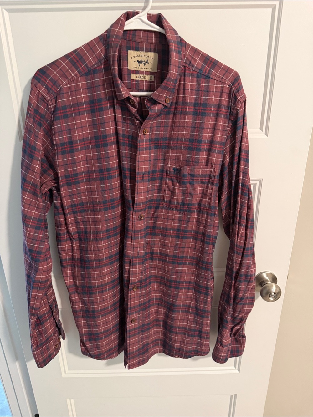 Coastal Cottonmen Burgundy Plaid Button-Down Shirt
